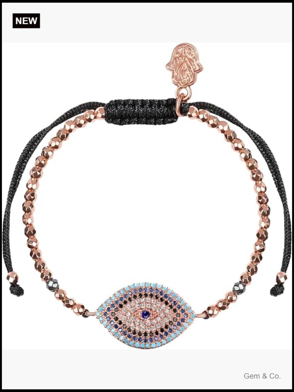 Women's Genuine Hematite Adjustable Drawstring Bracelet Gold Tone